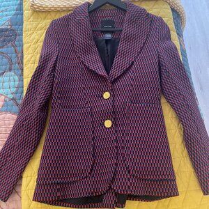 Smythe red black jacquard blazer gold button - size 4